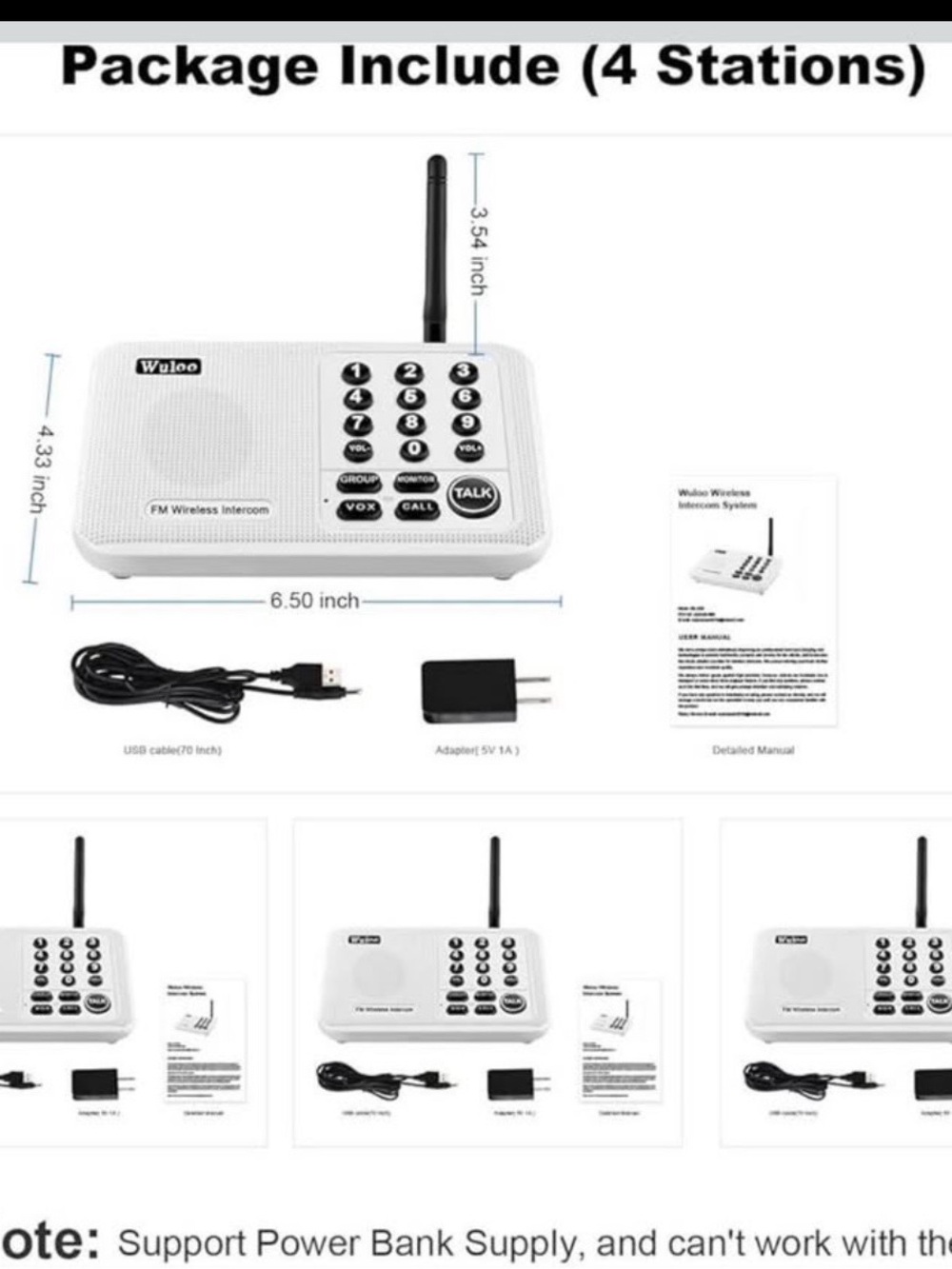 Wuloo Wireless Intercom System (Model W666-P4).